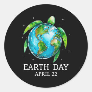 Sticker Rond Jour des terres 2025 Restaurer Earth Sea Turtle Ar