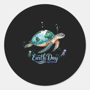 Sticker Rond Jour des terres 2025 Restaurer La Tortue de la Ter
