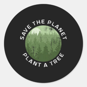 Sticker Rond Jour des terres Arbor Day Sauvez La Planète Plante