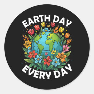 Sticker Rond Jour des terres Chaque Jour Rainbow Globe Sauver L