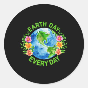 Sticker Rond Jour des terres Jour des terres Floral 2025 Sauvez