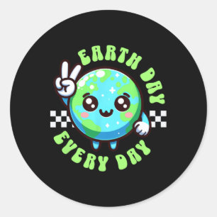 Sticker Rond Jour des terres Kawaii Chaque Jour Enfants Planète