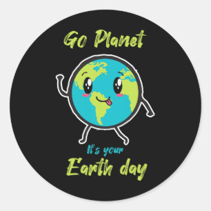 Sticker Rond Jour des terres mignon 2025 Jour des terres heureu