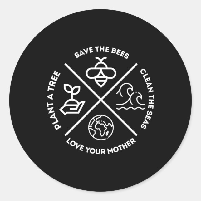 Sticker Rond Jour des terres Plante Un Arbre Sauver Les Abeille (Devant)