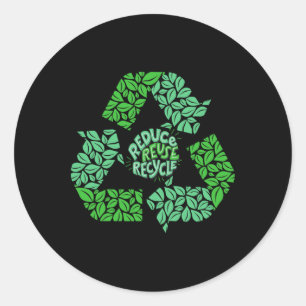 Sticker Rond Jour des terres Recyclage Logo Recyclage Vintage C