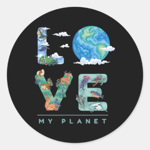 Sticker Rond Jour des terres Sauver la planète Environnement Éc