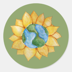 Sticker Rond Jour des terres Sunflower Art Design de l'environn
