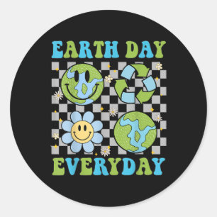Sticker Rond Jour des terres super Planet Recycle Chaque Jour H