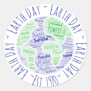 Sticker Rond Jour des terres Word Art