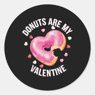Sticker Rond Jour des Valentines de givre rose, mignonne beigne