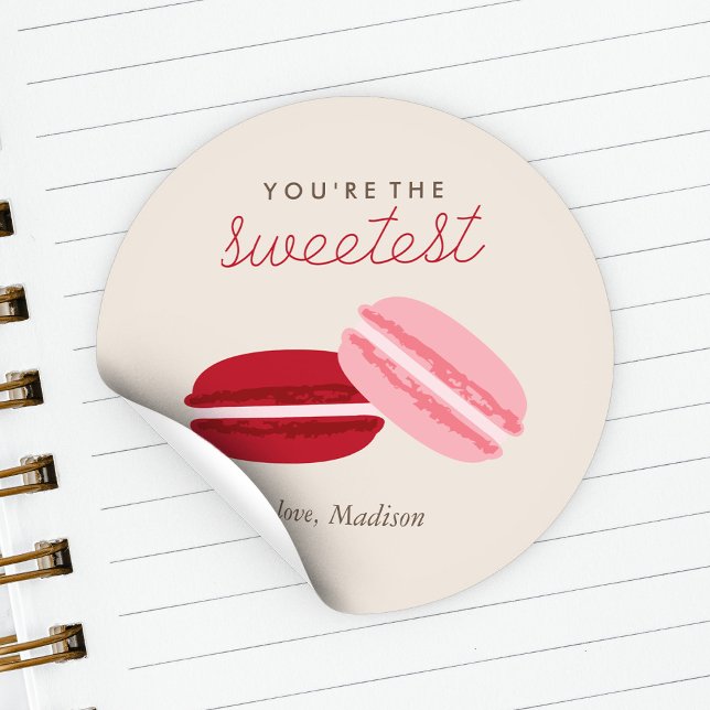 Sticker Rond Jour des Valentines de Macarons doux (Créateur téléchargé)