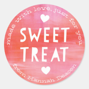 Sticker Rond Jour des Valentines de Traite Douce Rouge Rose Pei
