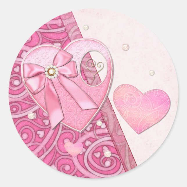 Sticker Rond Jour des Valentines du coeur au coeur (Devant)