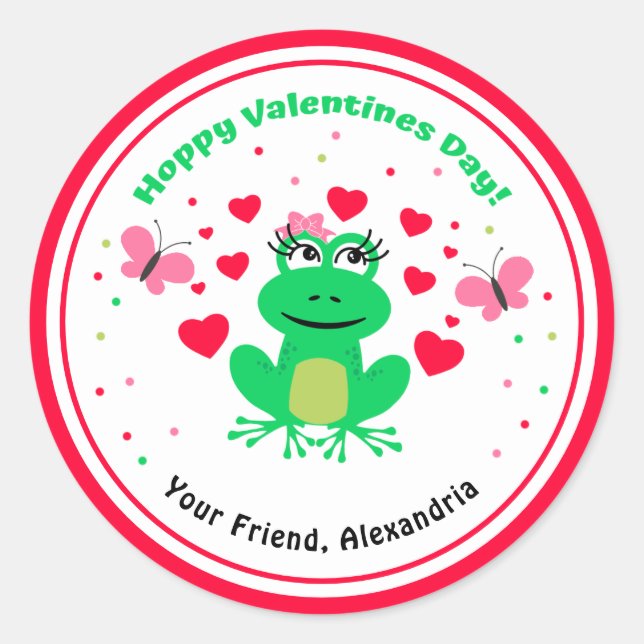 Sticker Rond Jour des Valentines rousses de grenouilles rousses (Devant)