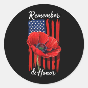 Sticker Rond Jour des vétérans USA Jour du souvenir - Fleur de