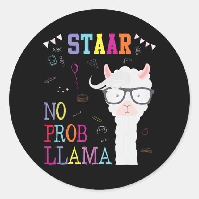 Sticker Rond Jour d'essai Squad No Prob-llama Llama Enseignant (Devant)