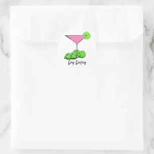 Sticker Rond Jour Diner Cocktail Cosmo Rose, Pickleball Limes