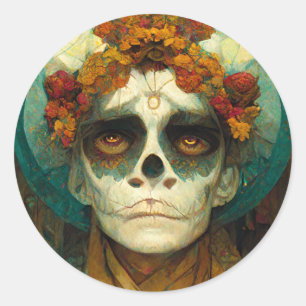 Sticker Rond Jour Du Crâne De 2 Imaginaires Morts