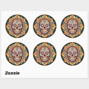 Sticker Rond Jour du crâne de sucre mort