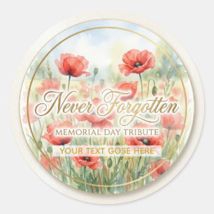 Sticker Rond Jour du Souvenir Mémorial Never Forgotten Poppy Aq