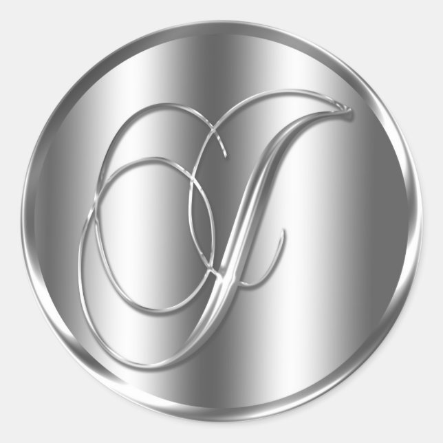 Sticker Rond Jour férié de couleur argent Monogram J (Devant)