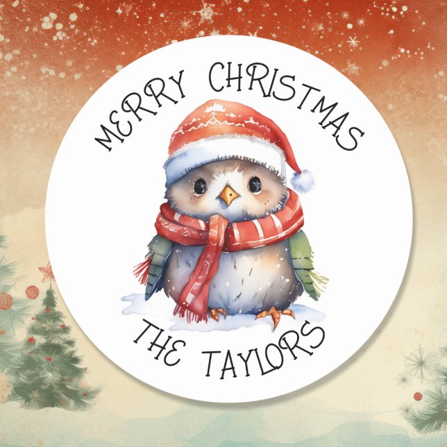 Sticker Rond Jour férié de pingouin de Noël (Créateur téléchargé)