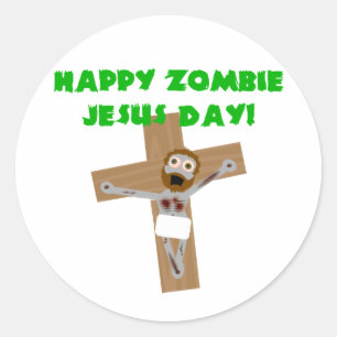 Sticker Rond Jour heureux de Jésus de zombi