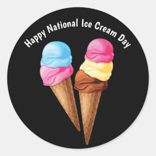 Sticker Rond Jour national heureux de crème glacée