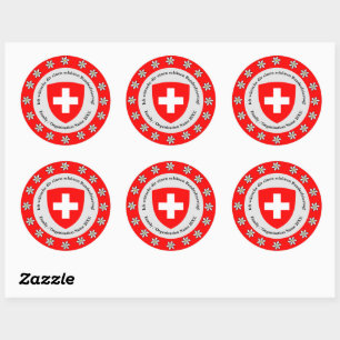Sticker Rond Jour national suisse Drapeau Edelweiss