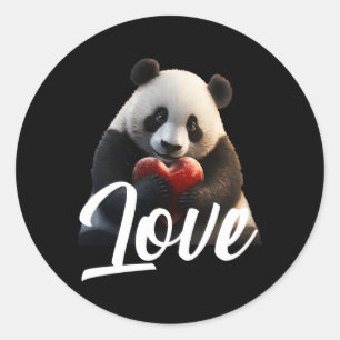 Sticker Rond Jour Panda Panda Aimer He