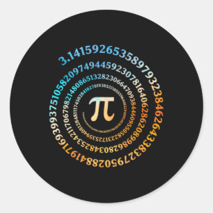 Sticker Rond Jour Pi Spiral Numéro Pi Rétro 3.14 Symbole Pi Jou