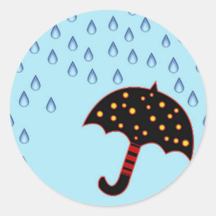 Sticker Rond jour pluvieux avec parapluie