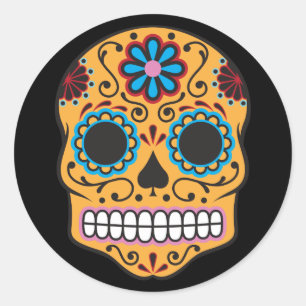 Sticker Rond Jour vintage de l'autocollant mort de crâne de