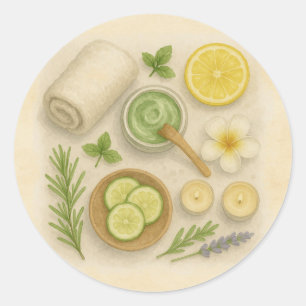 Sticker Rond Journée de beauté et de détente au Spa élégant 