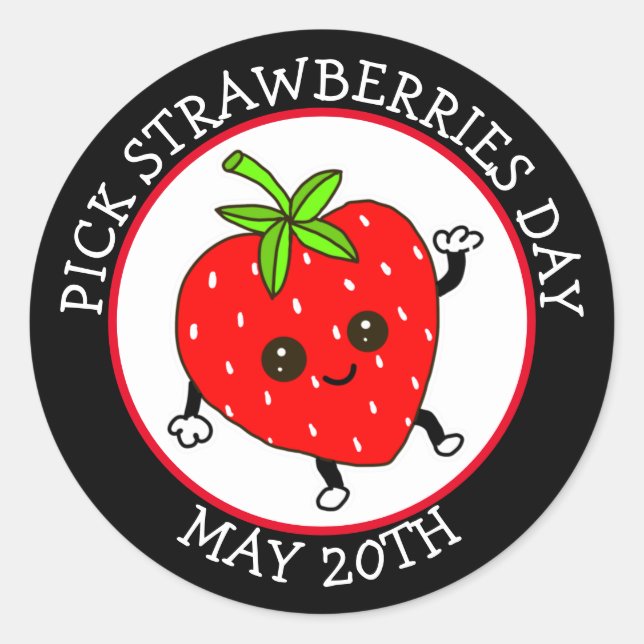 Sticker Rond Journée de la cueillette des fraises - 20 mai (Devant)