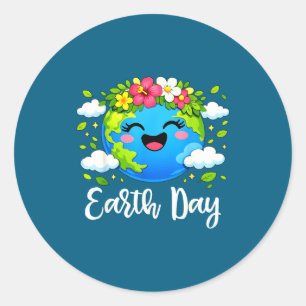 Sticker Rond Journée de la Terre 2026 floral planète environnem