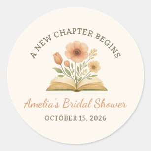 Sticker Rond Journée de mariage sur le thème du livre - Fleurs 