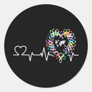 Sticker Rond Journée de sensibilisation à tous les problèmes de