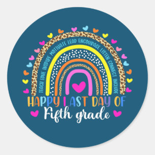 Sticker Rond Journée dernière de 5e année Enseignant Diplôme d'