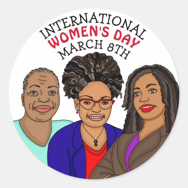 Sticker Rond Journée internationale de la femme - 8 mars (Devant)