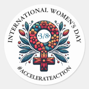 Sticker Rond Journée internationale de la femme Accélérer les