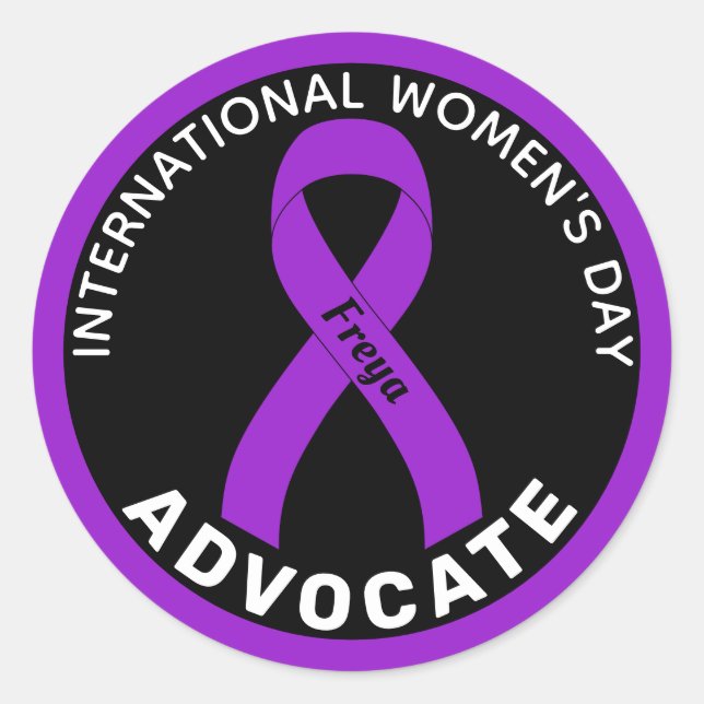 Sticker Rond Journée internationale de la femme Ruban noir (Devant)