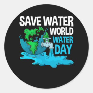 Sticker Rond Journée internationale de l'eau Sauvez l'eau Monde