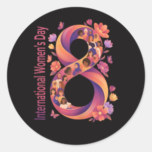 Sticker Rond Journée internationale des femmes 8 mars