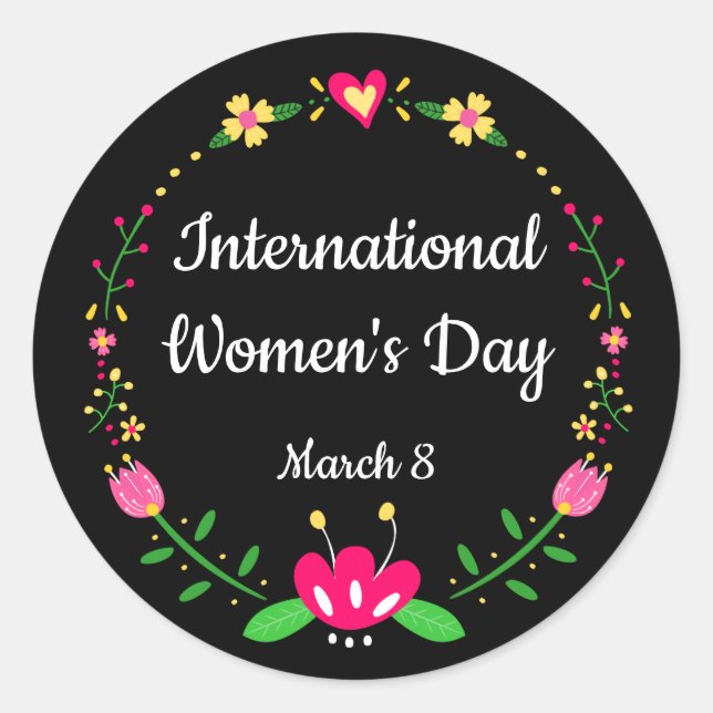Sticker Rond Journée internationale des femmes florales (Devant)