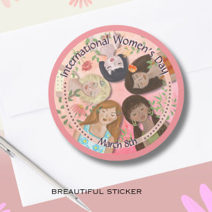 Sticker Rond Journée internationale des femmes Portraits fémini