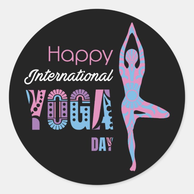 Sticker Rond Journée internationale du yoga (Devant)