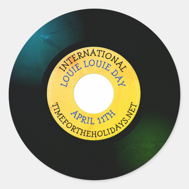 Sticker Rond Journée internationale Louie Louie - 11 avril (Devant)