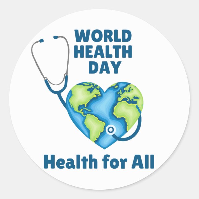 Sticker Rond Journée mondiale de la santé Santé pour tous (Devant)