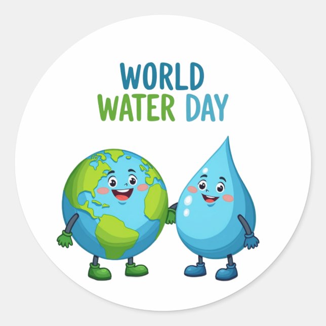 Sticker Rond Journée mondiale de l'eau : une célébration joyeus (Devant)